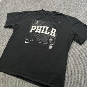 Philadelphia 76ers NBA Courtside Chrome The Nike Tee Black Men's Size Large